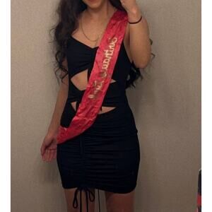 Junie Women's Size XS Black‎ Tie Knit Cut Out Going Out Mini Dress